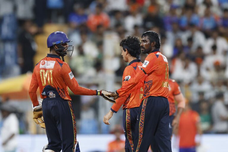 Maxwell Swaminathan of MSC Maratha Royals celebrates the wicket of Amogh Bhatkal of Sobo Mumbai Falcons during the Final match of the T20 Mumbai 2025 between MSC Maratha Royals and Sobo Mumbai Falcons, held at Wankhede Stadium, Mumbai on 12 June 2025.

Photo by Pankaj Nangia/ CREIMAS for T20 Mumbai

RESTRICTED TO EDITORIAL USE
